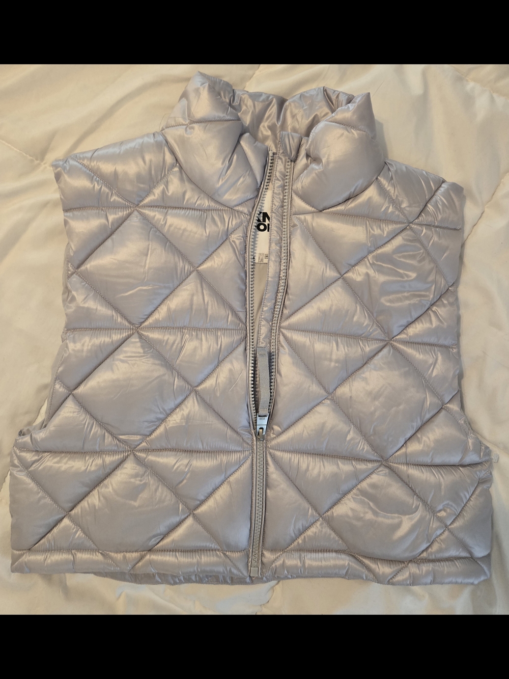 DKNY Sport Silver Quilted Puffer Vest